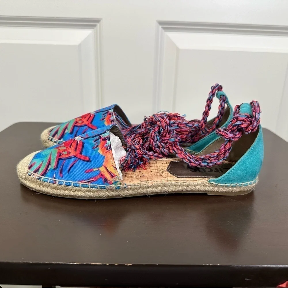 Sam Edelman Women's Lenora Canvas Espadrille Shoe Ankle Tie Size 8
